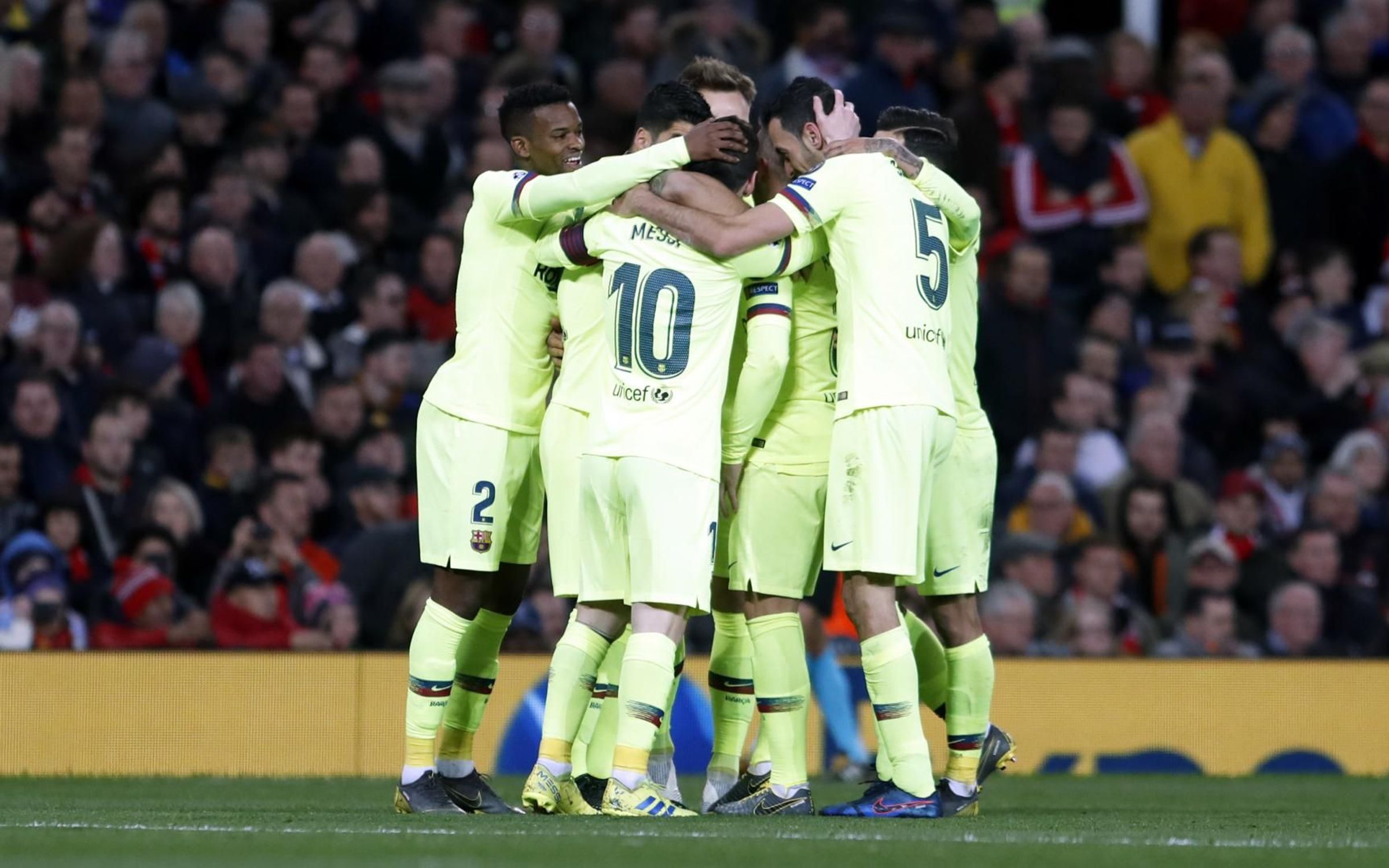 Some Barça members embrace to celebrate their victory on April 10 2019 (courtesy of FCBarcelona)